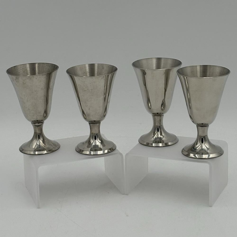 VTG Stieff Pewter‎ P57 Goblets Set of 4 Colonial 3.75" Wine Cups USA Mid Century